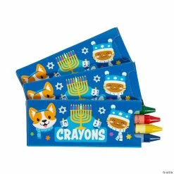 Cheapest 🌟 4-Color Menorah Hanukkah Crayons - 24 Boxes 🔥