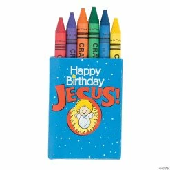 Promo 🥰 6-Color Happy 🎂 Birthday Jesus Crayons - 48 Boxes 🔔