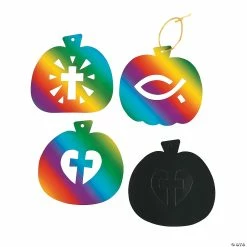 Hot Sale π― Christian Pumpkin Magic Color Scratch Ornaments with Cutout - 24 Pc. β€οΈ