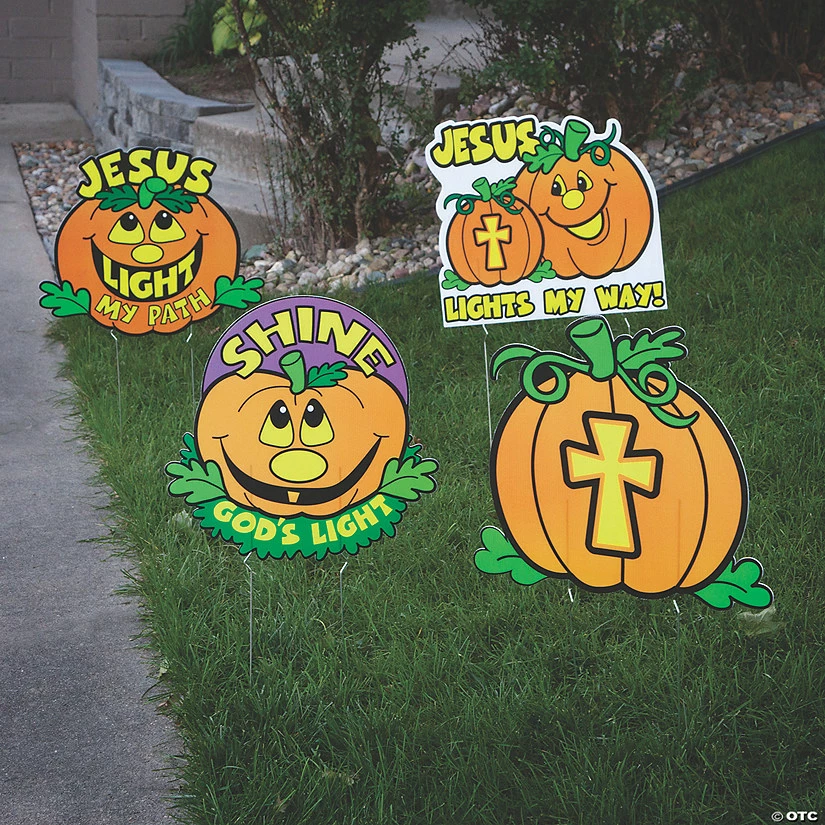 Buy ๐ Christian Pumpkin Yard Signs - 4 Pc. ๐ฅฐ