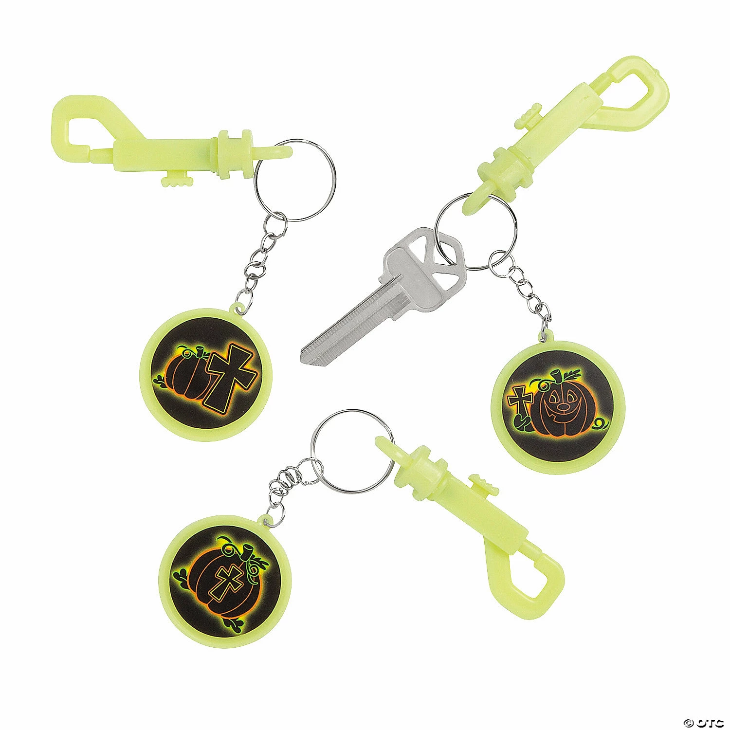Best deal ๐ Glow-in-the-Dark ๐ฆ Halloween Christian Pumpkin ๐ Backpack Clip Keychains - 12 Pc. ๐ - Image 2