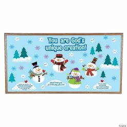 Budget π God Made Me Unique Snowman Bulletin Board Set - 65 Pc. π
