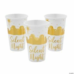 Outlet ๐ Gold Foil Nativity Silent Night Paper Cups - 24 Ct. ๐ฅฐ