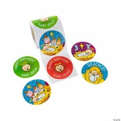 Best Pirce 🧨 Happy 🥳 Birthday Jesus Sticker Roll - 100 Pc. 🌟