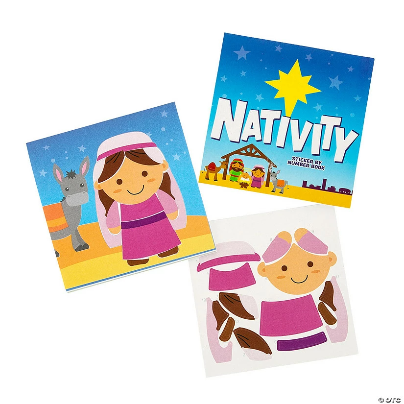 Promo ๐งจ Mini Sticker-By-Number Nativity Books - 12 Pc. ๐