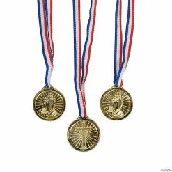 Brand new 😀 Religious Goldtone Medals - 12 Pc. ✔️