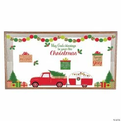 Deals 🥰 Religious Winter Red Truck Bulletin Board Set - 11 Pc. 😍