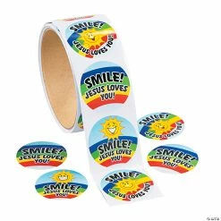 Flash Sale 🎁 Smile Jesus Loves You Sticker Roll - 100 Pc. ⌛
